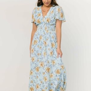 Floral Blue and Yellow Maxi Dress